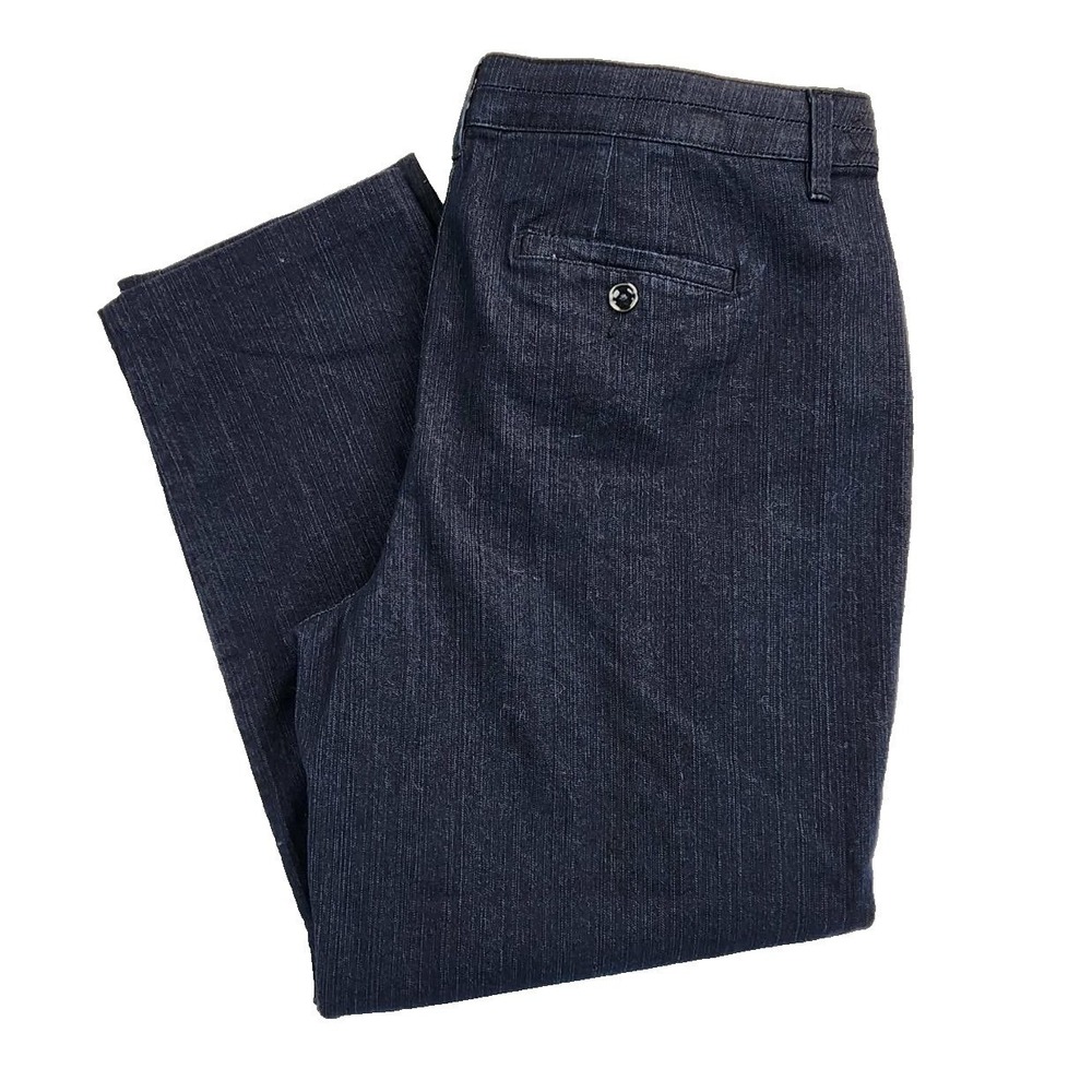 Khakis & Company Easy Waist Women Dark Blue‎ 16 Straight Leg Stretch Career Pant